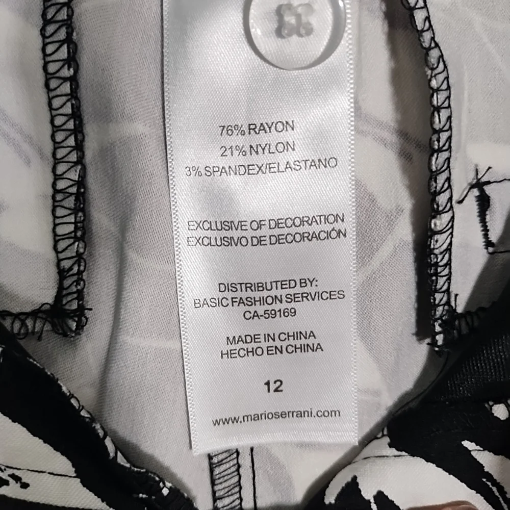 Mario Serrani Italy Womens 12 Black White Shorts Comfort Stretch 9